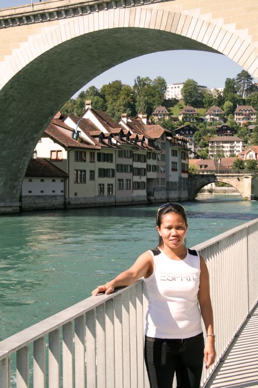 Bear park Berne in background Nydegg bridge and old town