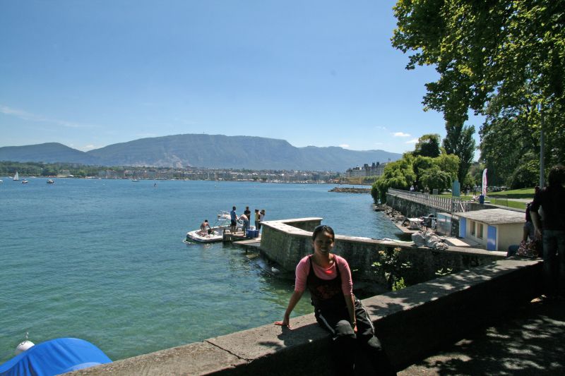 Lake Geneva in background Savoy Alps