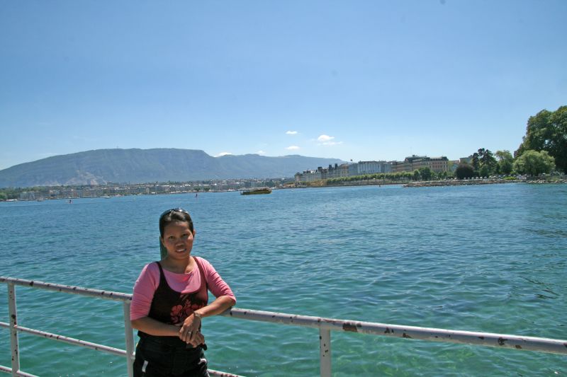 Lake Geneva in background Savoy Alps