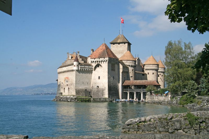 Lake Geneva with castle Chillon