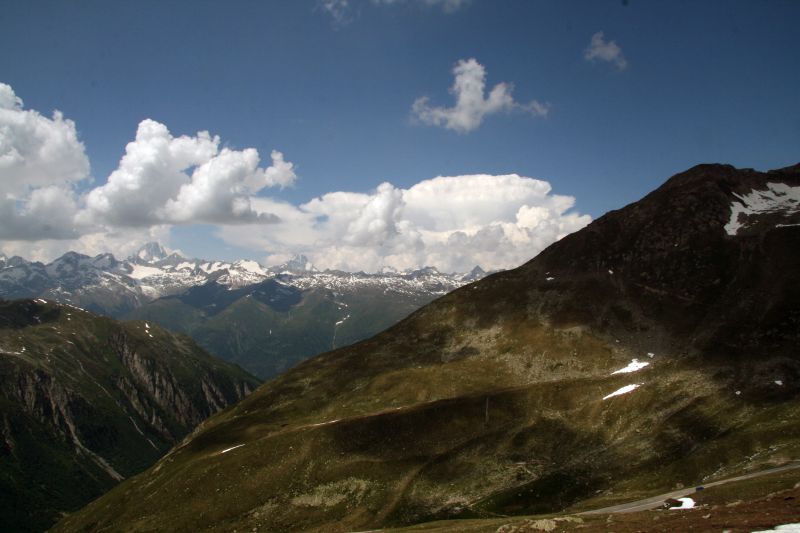 Nufenenpass view to Valais in background Bernese Alps