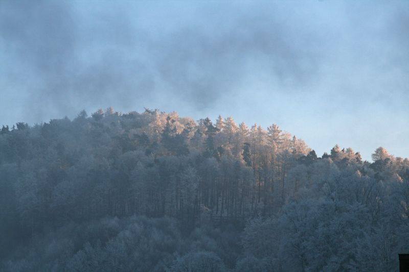 Disappearing fog, sunset