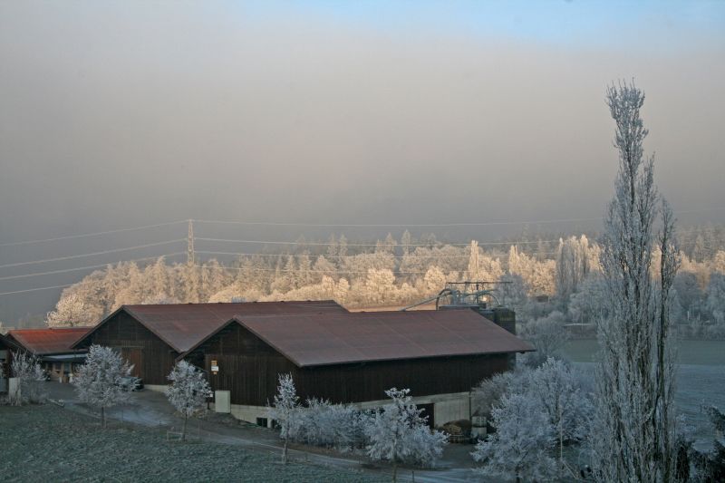 Fog disappearing, sunset